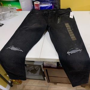Pacsun Comfort Stretch Skinny Stacked ripped Jeans in Black/ Grey size 32 x 30